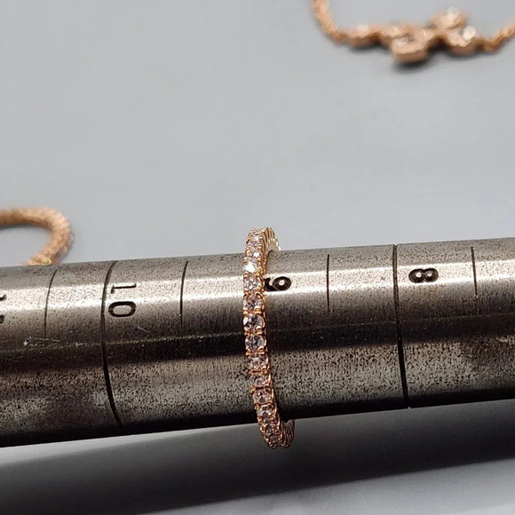 Joan Boyce Pave Crystal Christian Cross Bracelet w/ Rings  Rose Gold Tone - Picture 9 of 16